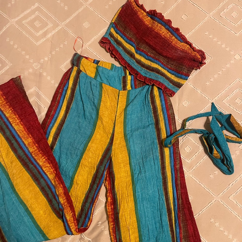 Cider Multicolor Striped Jumpsuit still has tags